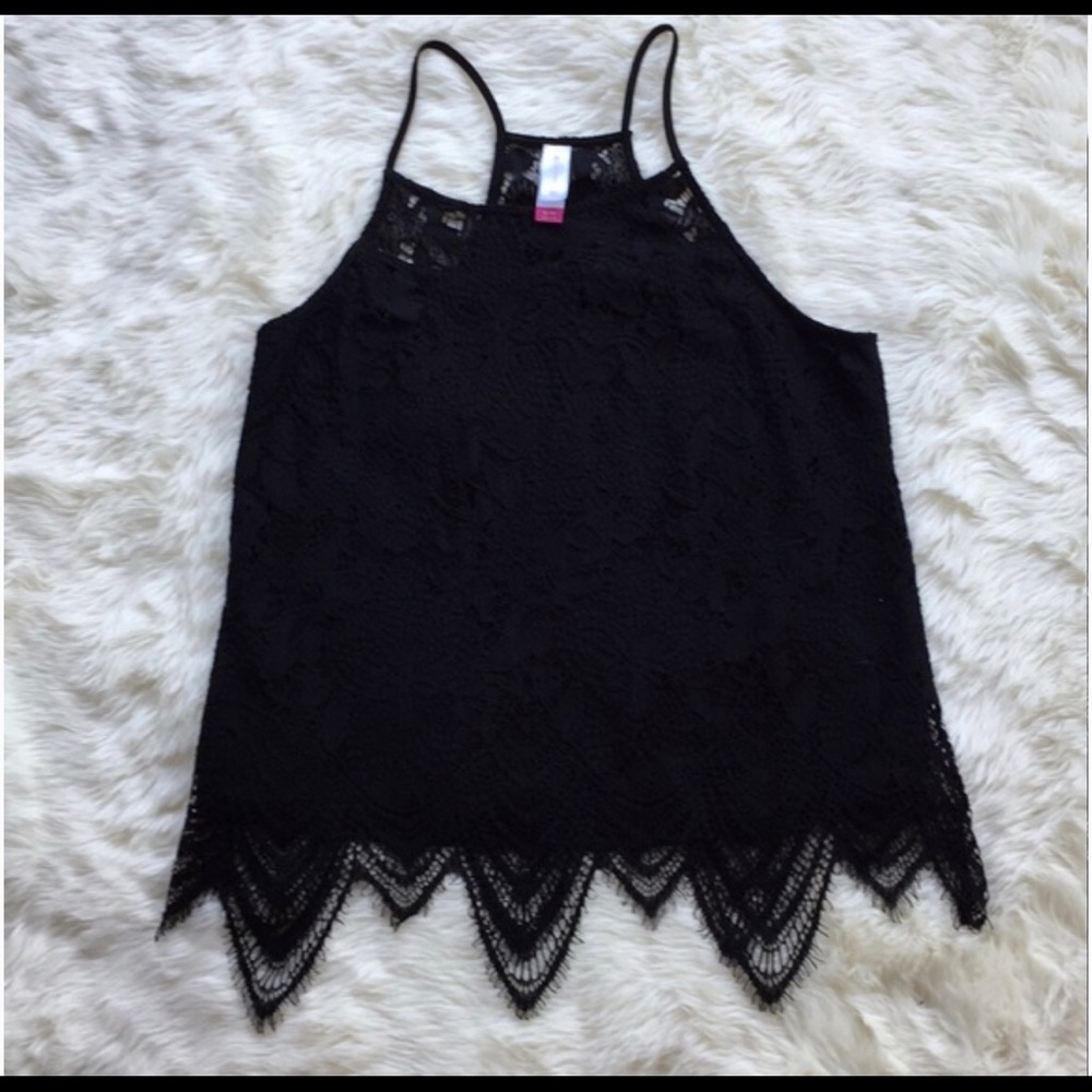 Black lace tank top with spaghetti straps